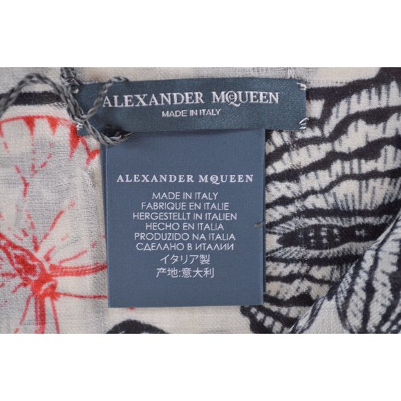 Alexander McQueen Wool Modal Butterfly Skull Scarf - Picture 7 of 9